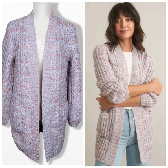 Marine Layer Sweaters - MARINE Layer Ontario Chunky Knit Cardigan size Medium Textured Lavender Pockets